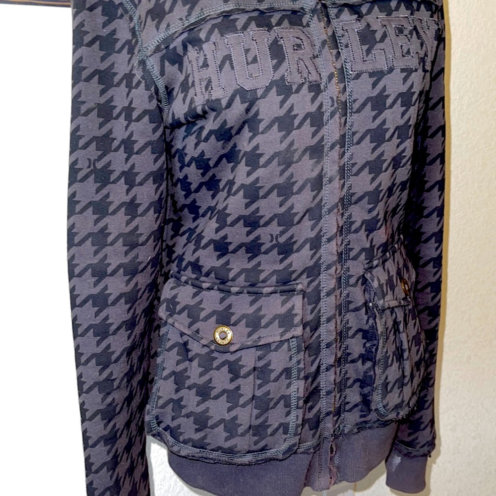 Hurley Houndstooth Sherpa Lined Zip Up Hoodie